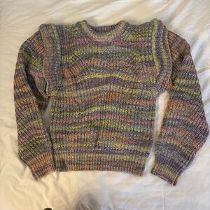 anthropologie moon river sweater multicolor striped knit sz med